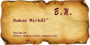 Bakos Mirkó névjegykártya
